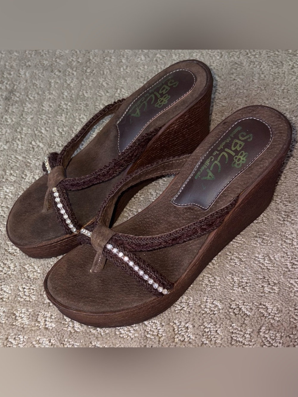 Rare Vintage Sbicca Wedge Sandals Size 7